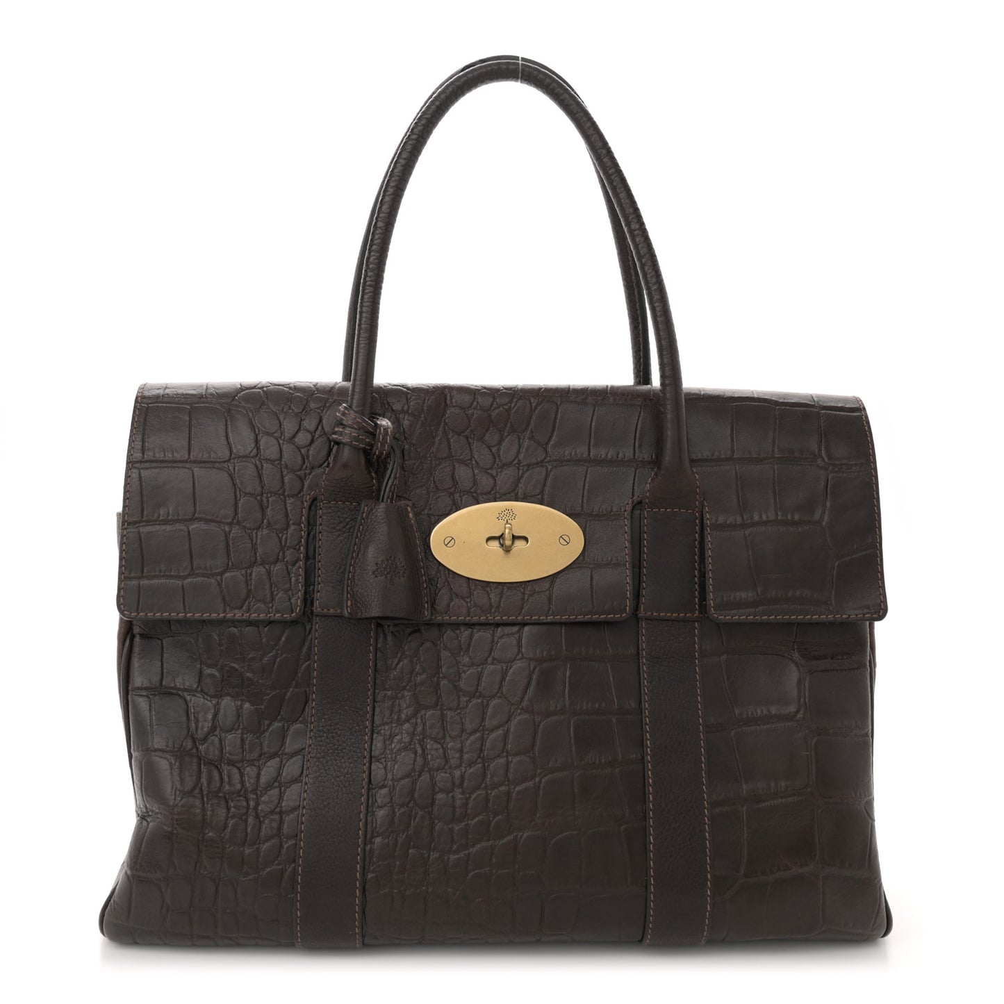 Calfskin Crocodile Embossed Bayswater Brown