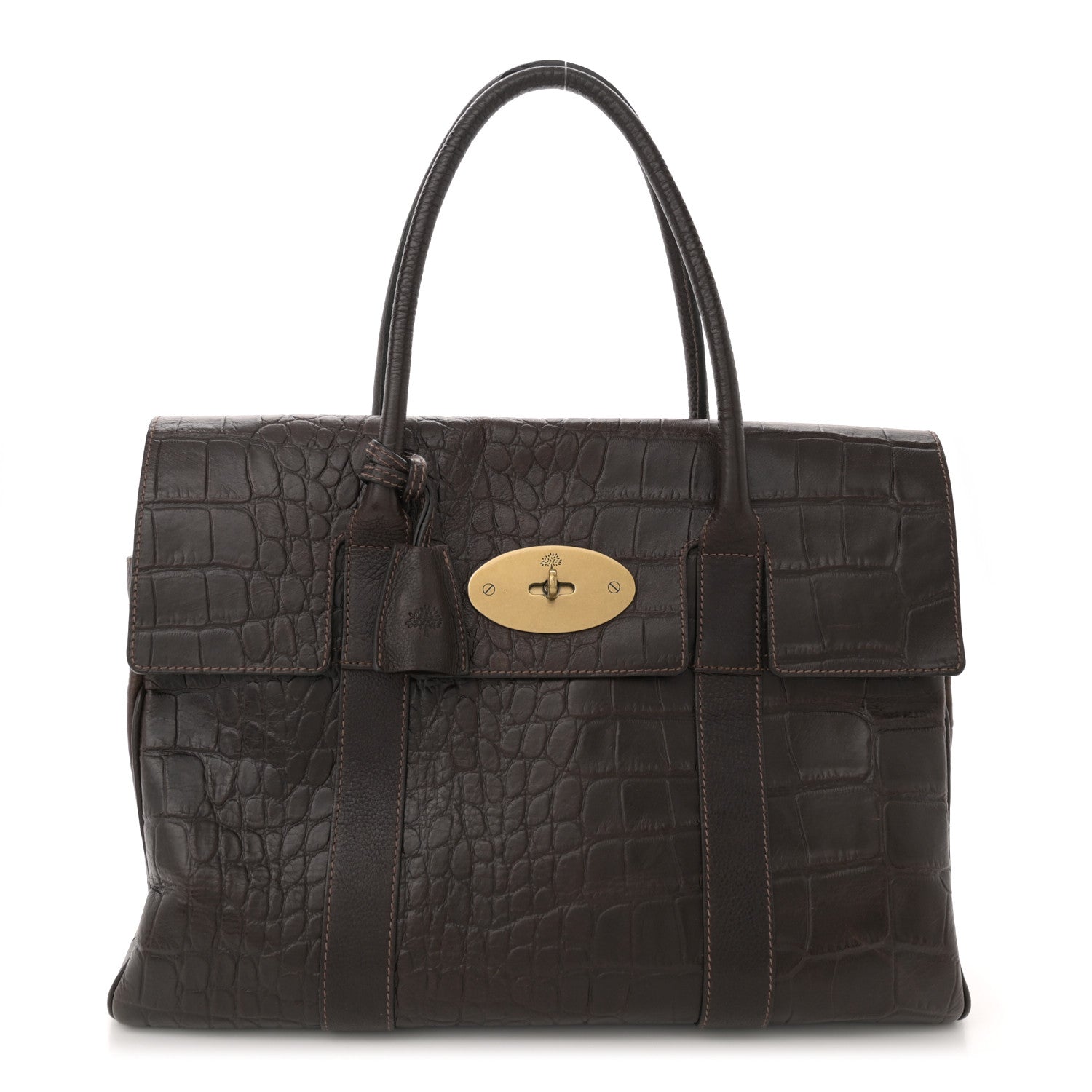 Mulberry Calfskin Crocodile Embossed Bayswater Brown 1 of 12