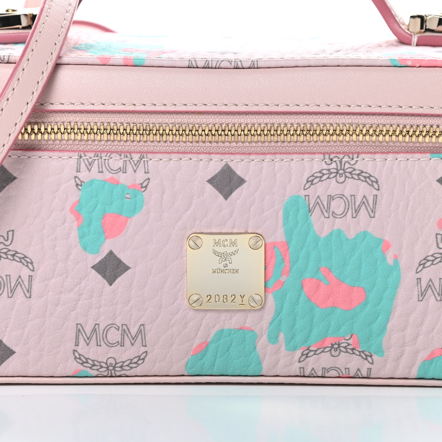 MCM Visetos Floral Leopard Vanity Case Pink 8 of 10