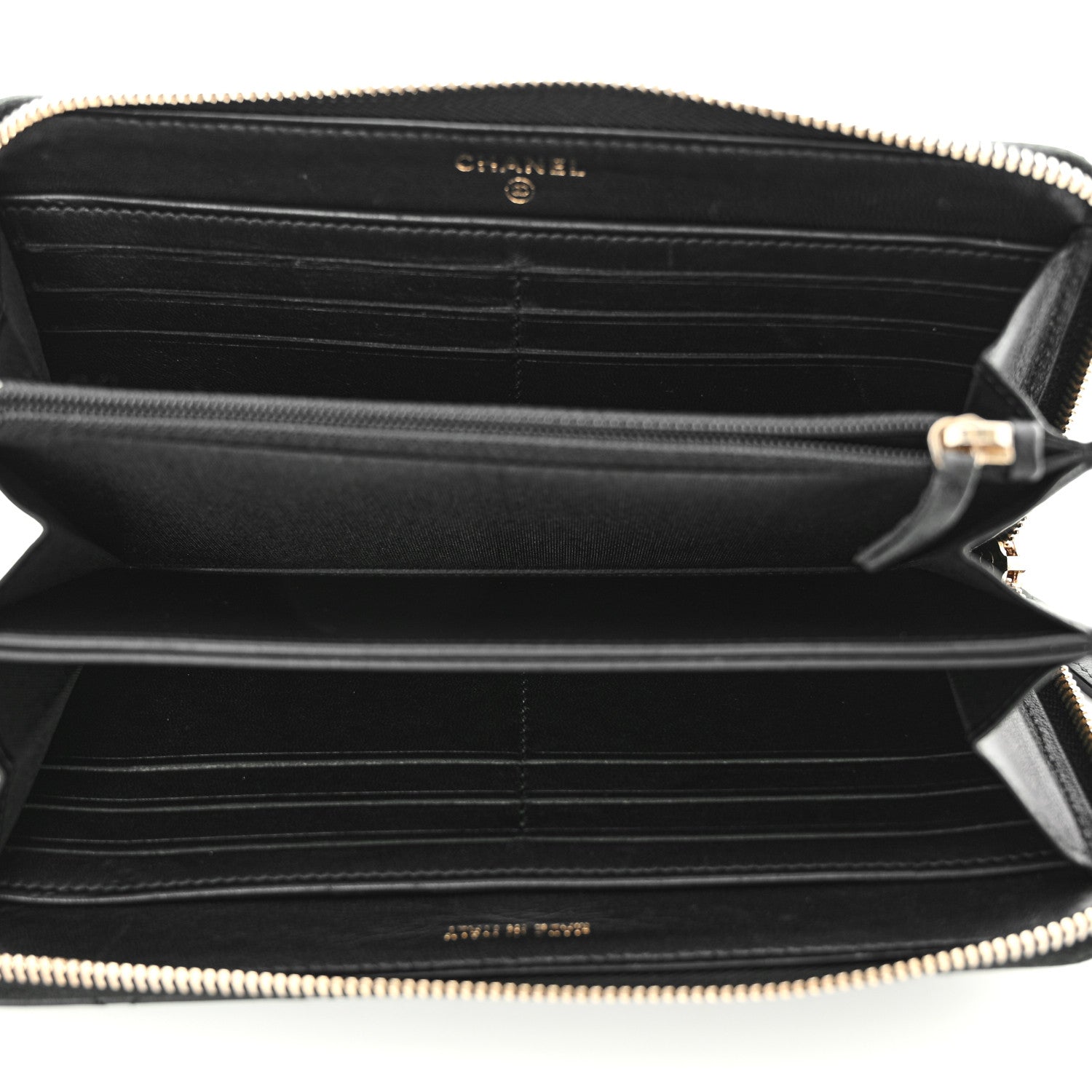Chanel Lambskin Zip Around Large Gusset Wallet With Pearl Chain Black 5 of 12