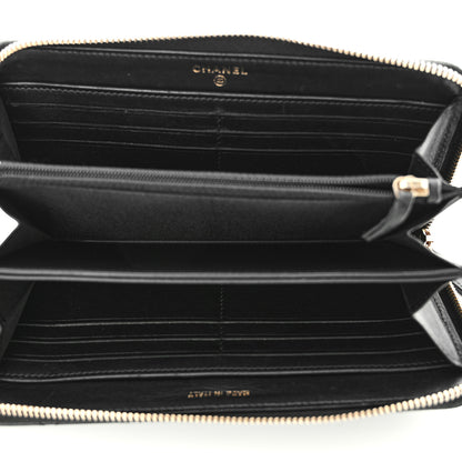Chanel Lambskin Zip Around Large Gusset Wallet With Pearl Chain Black 5 of 12