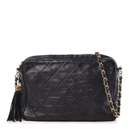 Chanel Lambskin Quilted Tassel Camera Case Pouch Black 1 of 11