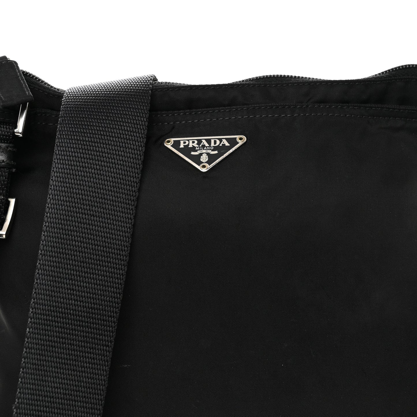 Nylon Flat Messenger Bag Black