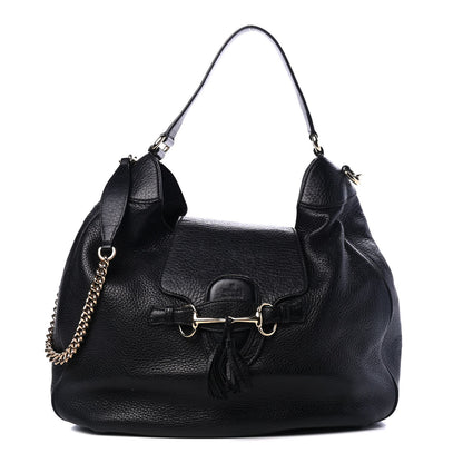 Gucci Pebbled Calfskin Medium Emily Hobo Black 1 of 4