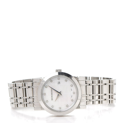 Burberry Stainless Steel Diamond Mother of Pearl 28mm Heritage Quartz Watch BU1370 2 of 5