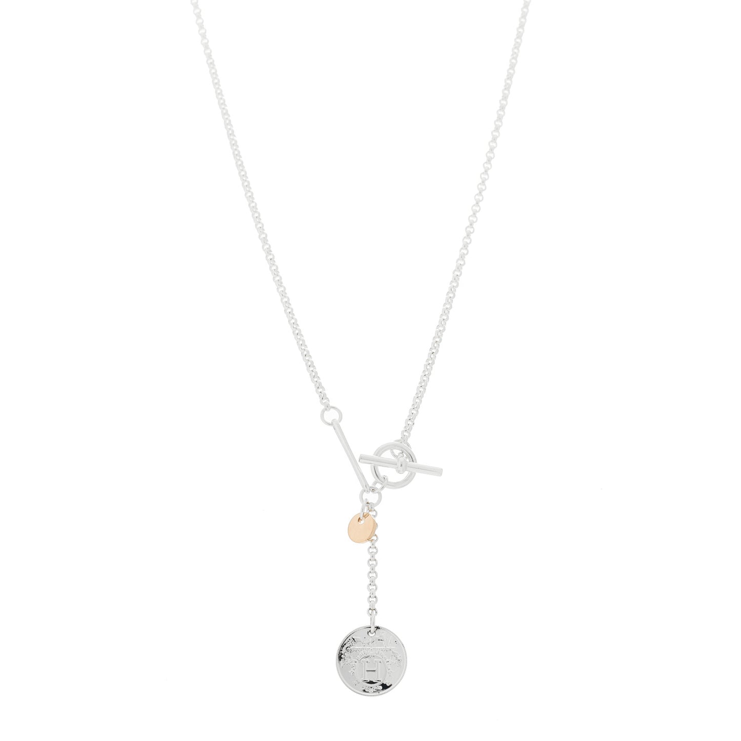 Sterling Silver 18K Rose Gold PM Ex-Libris Pendant Necklace