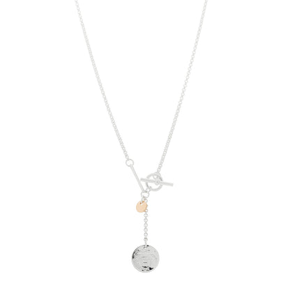 Hermes Sterling Silver 18K Rose Gold PM Ex-Libris Pendant Necklace 1 of 5