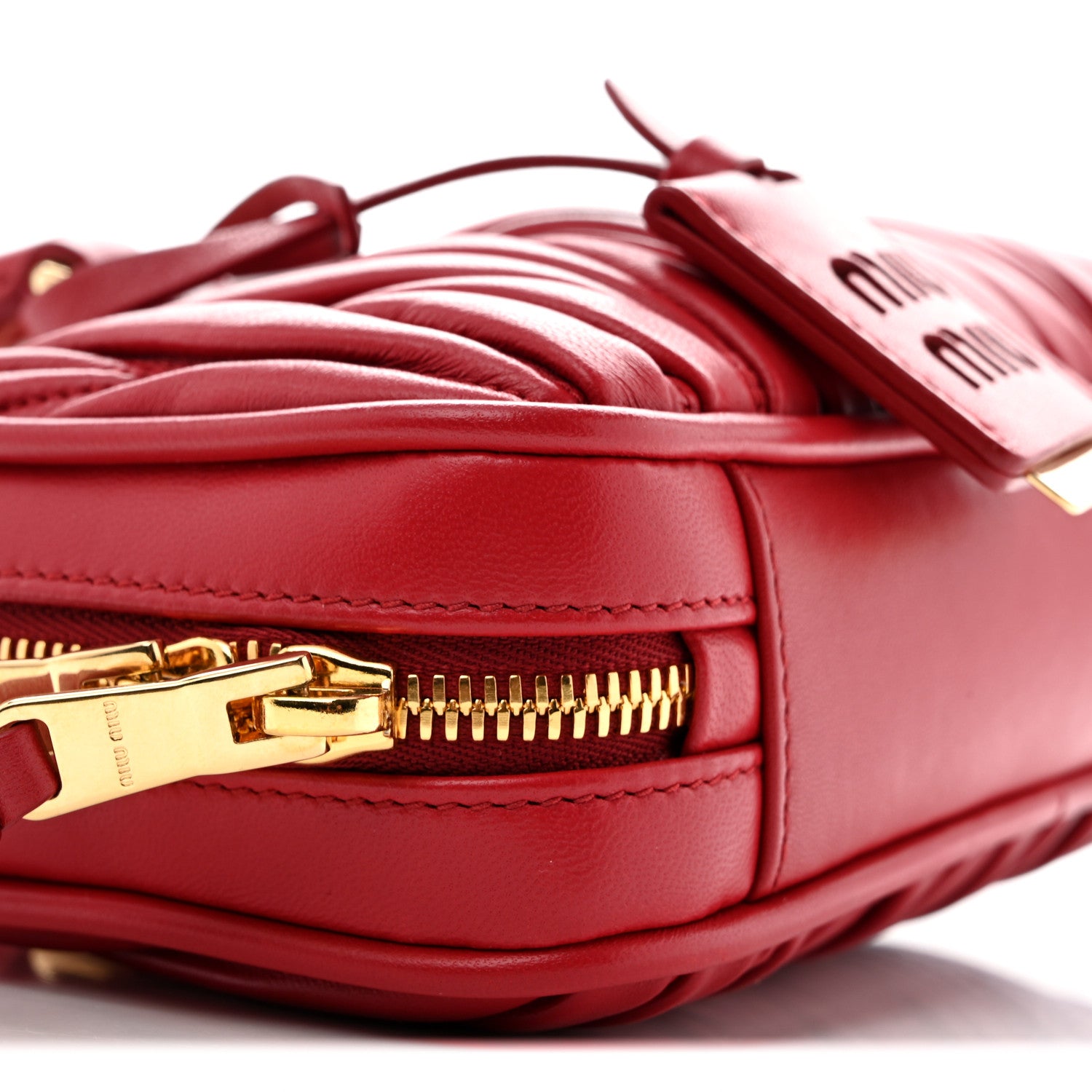 Miu Miu Nappa Matelasse Regular Arcadie Top Handle Bag Rosso 8 of 9