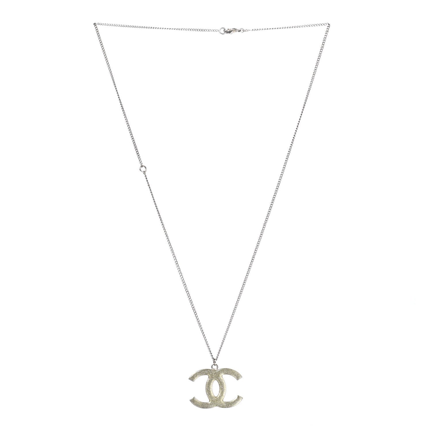 Baguette Crystal CC Necklace Silver