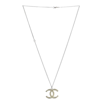 Chanel Baguette Crystal CC Necklace Silver 5 of 12