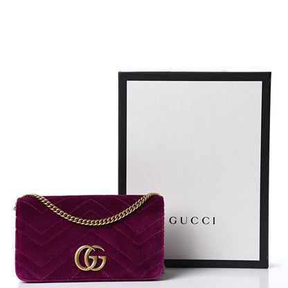 Gucci Velvet Matelasse GG Marmont Mini Bag Fuchsia Violet Cyclamen 9 of 9