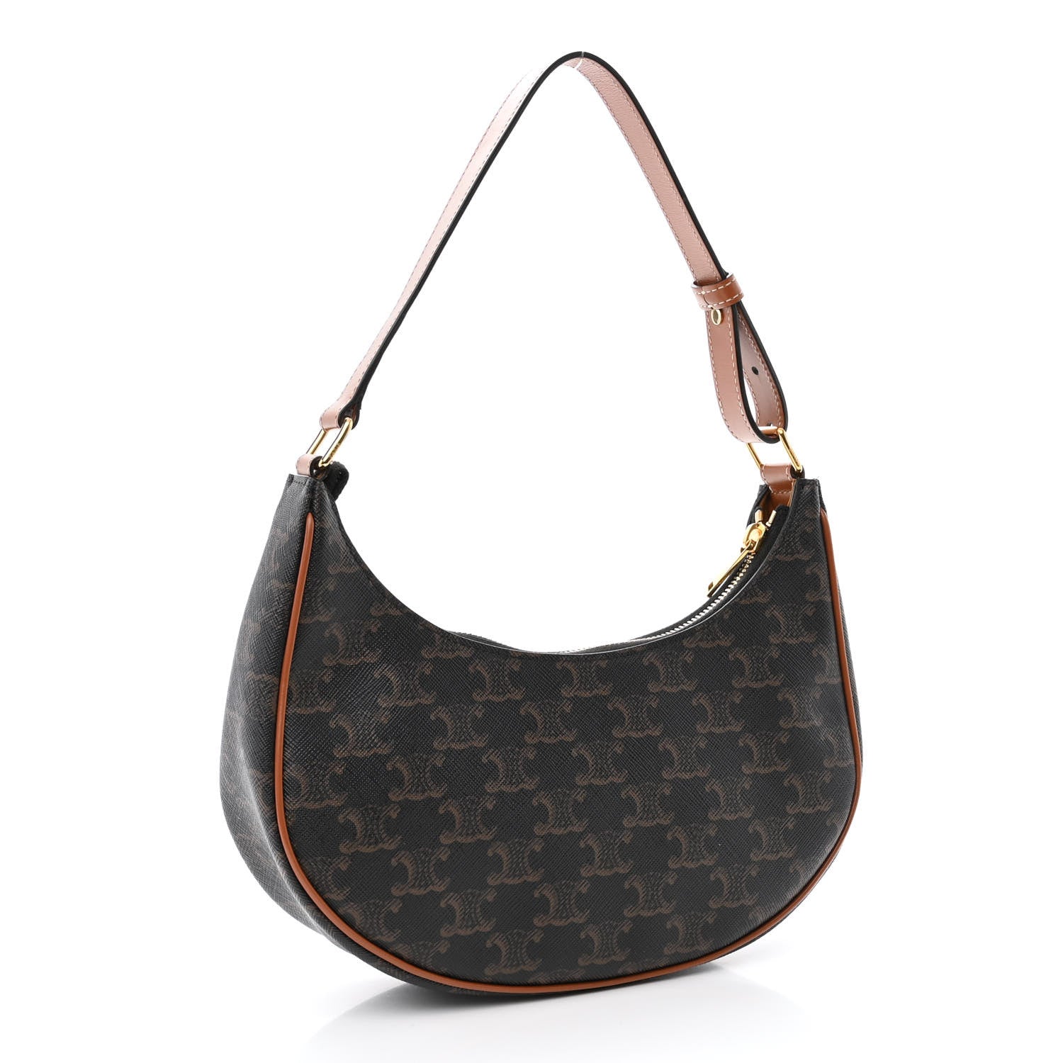 Celine Triomphe Canvas Calfskin Ava Shoulder Bag Tan 3 of 10