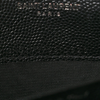 Saint Laurent Grain De Poudre Matelasse Chevron Monogram Monochrome Envelope Chain Wallet Black 7 of 10