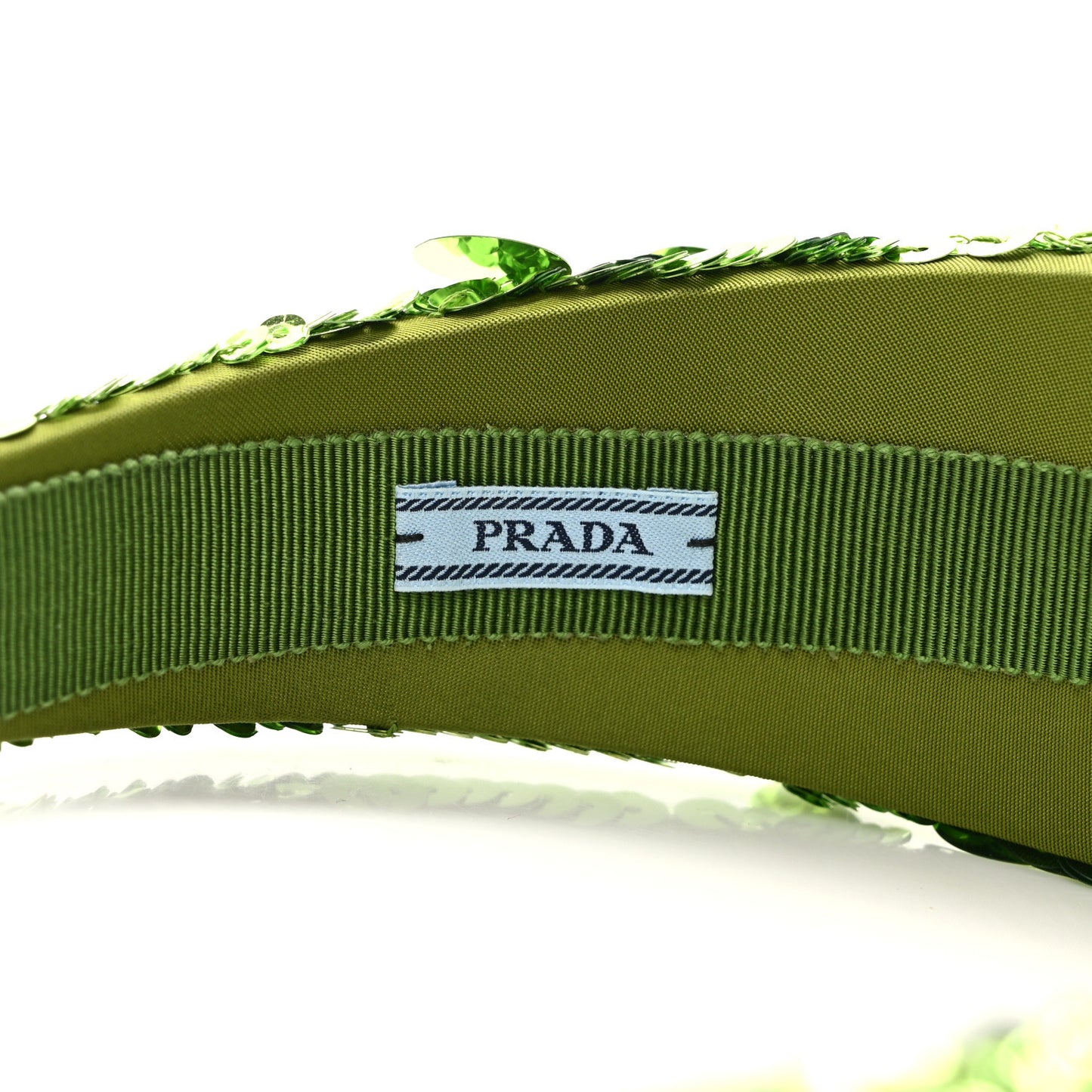 Paillettes Metal Triangle Logo Headband Lime