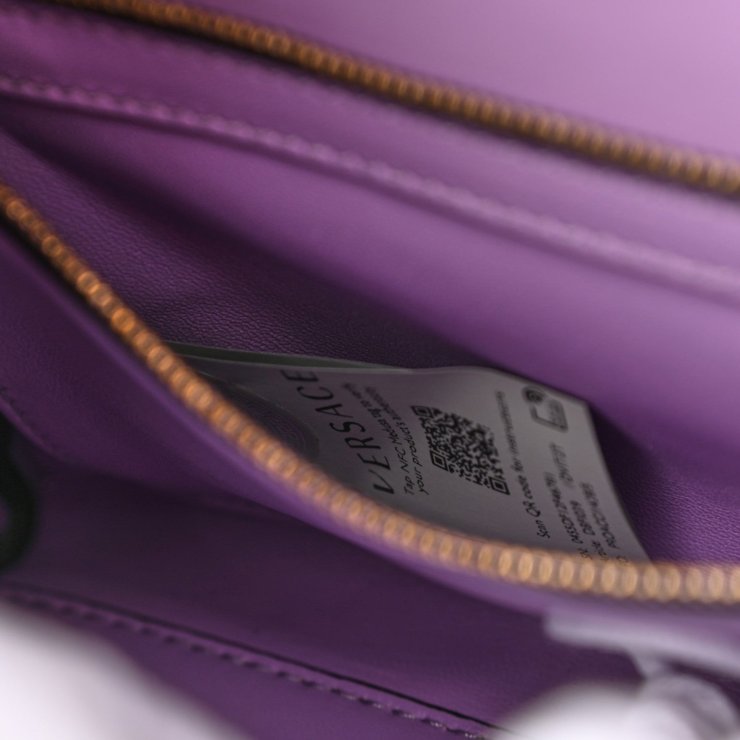 Versace Calfskin Medium La Medusa Top Handle Handbag Black Lilac 7 of 11