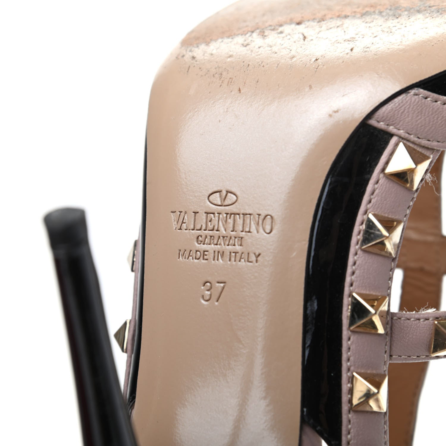 Valentino Garavani Patent Nappa Rockstud Ankle Strap 100mm Pumps 37 Black Poudre 7 of 10