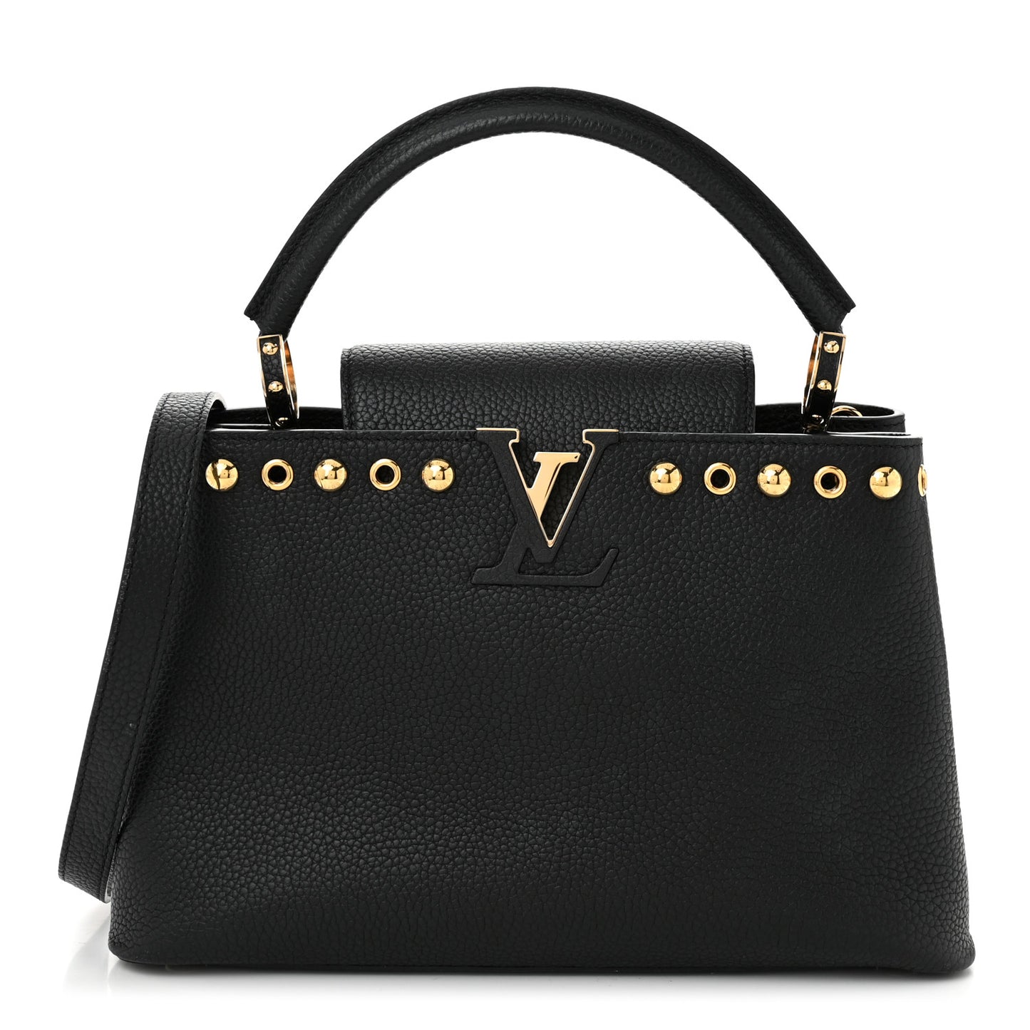 Taurillon Studded Capucines PM Black