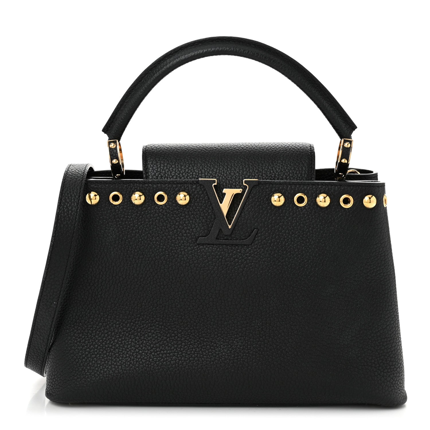 Louis Vuitton Taurillon Studded Capucines PM Black 1 of 10