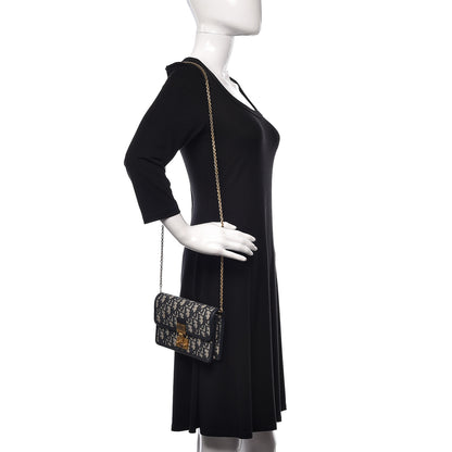 Christian Dior Oblique DiorAddict Wallet On Chain Clutch Navy Blue 2 of 9