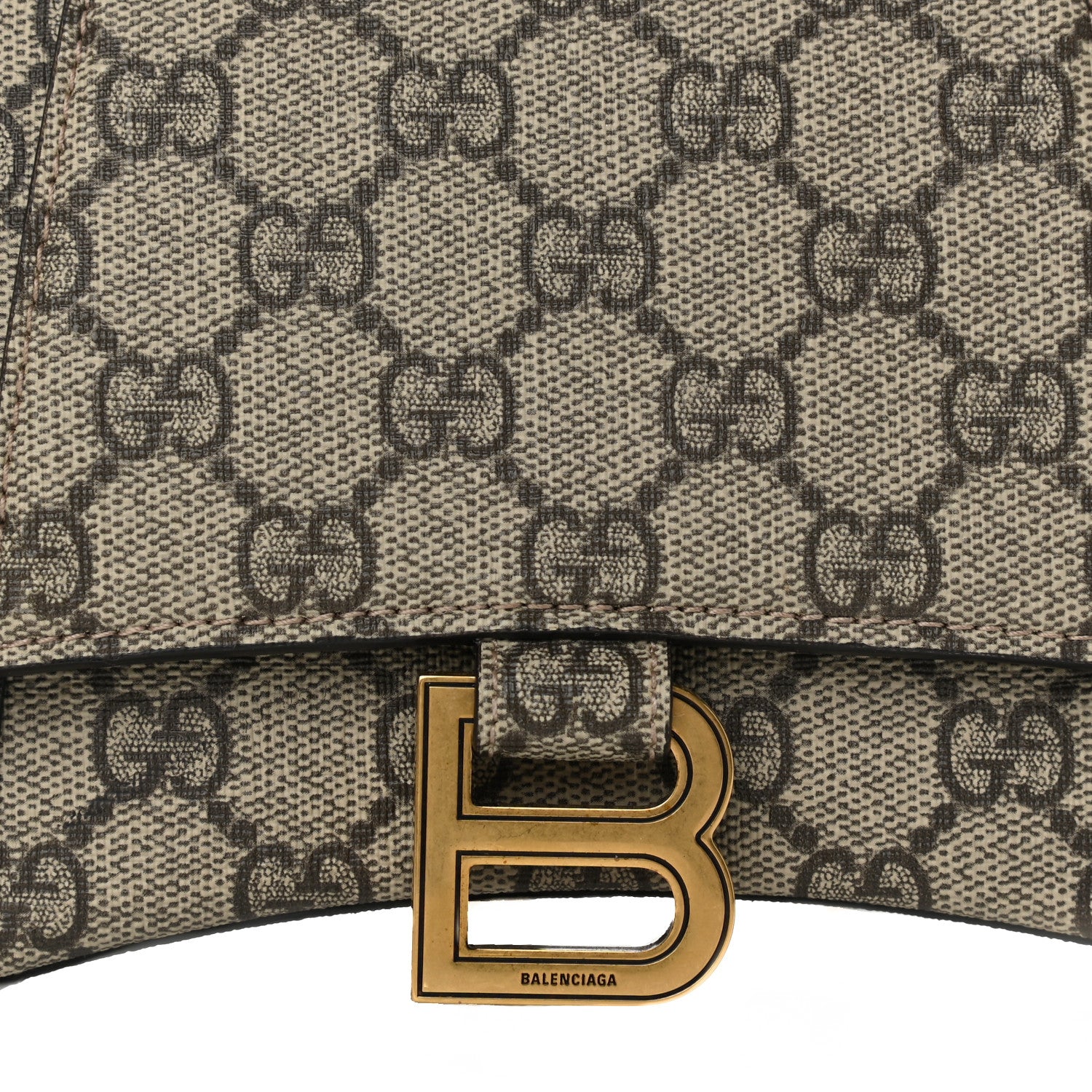 Balenciaga X GUCCI GG Supreme Monogram Small Hourglass Top Handle Bag Beige Ebony 11 of 11