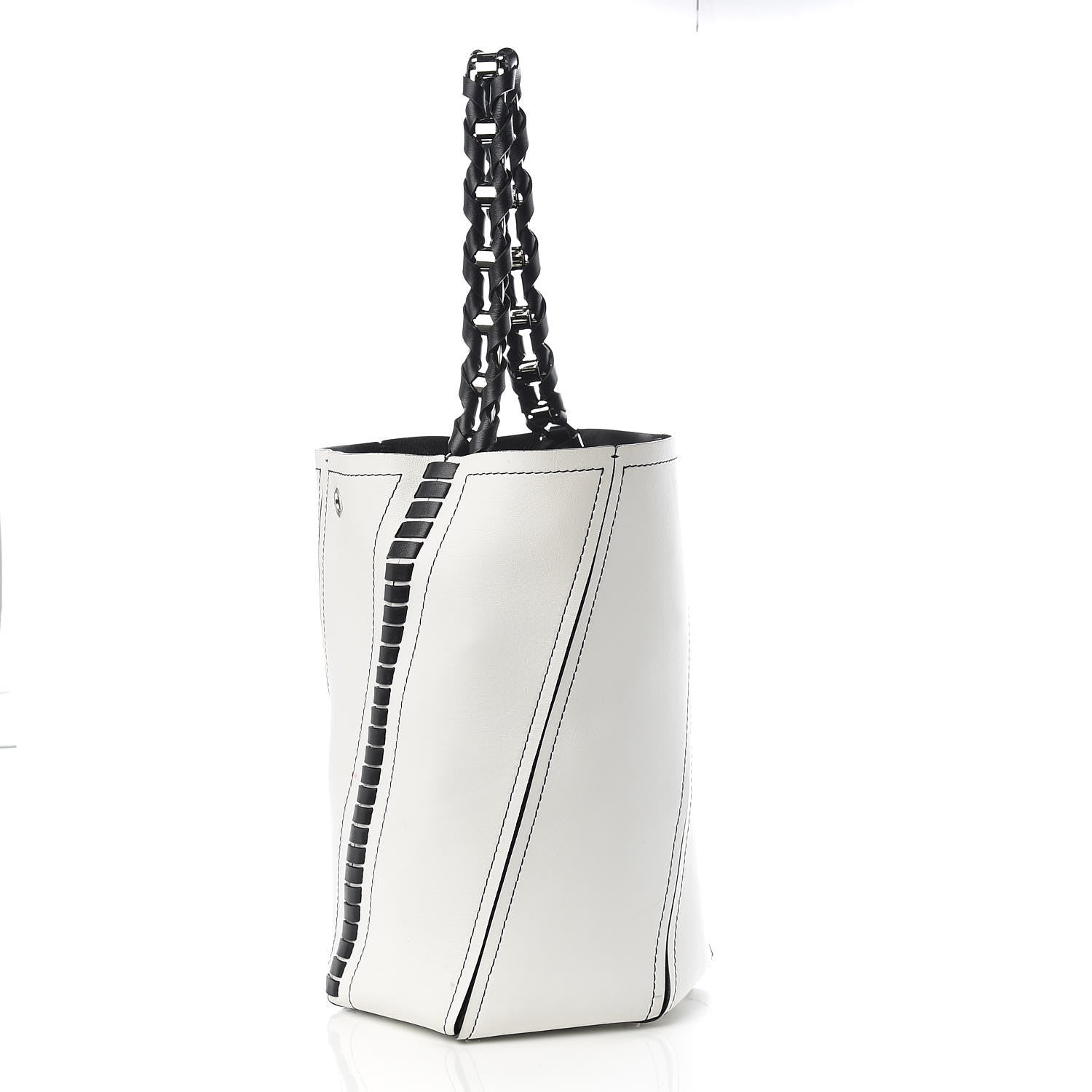 Proenza Schouler Smooth Calfskin Medium Hex Bucket Bag Black White 4 of 16