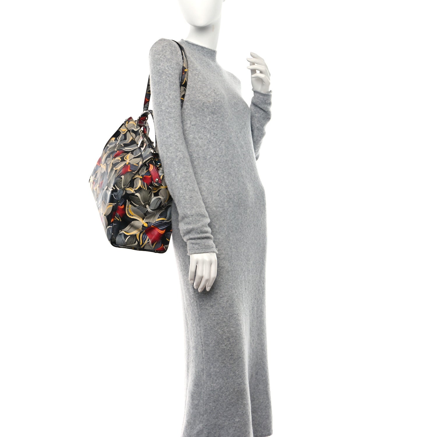 Fendi Calfskin Orchid Large Peekaboo Iconic Satchel Black Multicolor 2 of 10