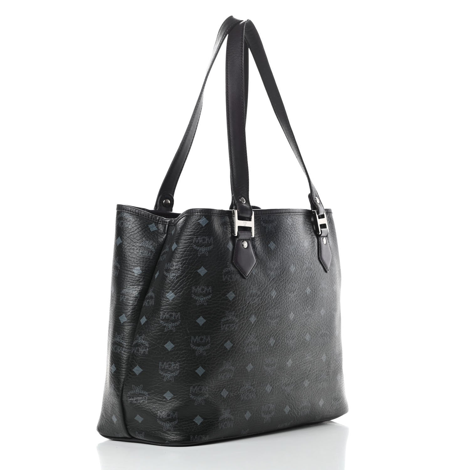 MCM Visetos Striped Munich Lion Tote Black 3 of 16