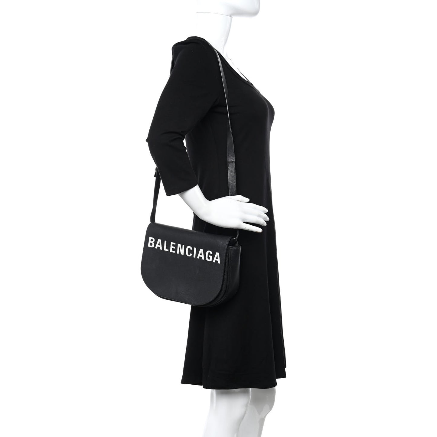 Signature Grained Calfskin Logo S Ville Day Bag Black