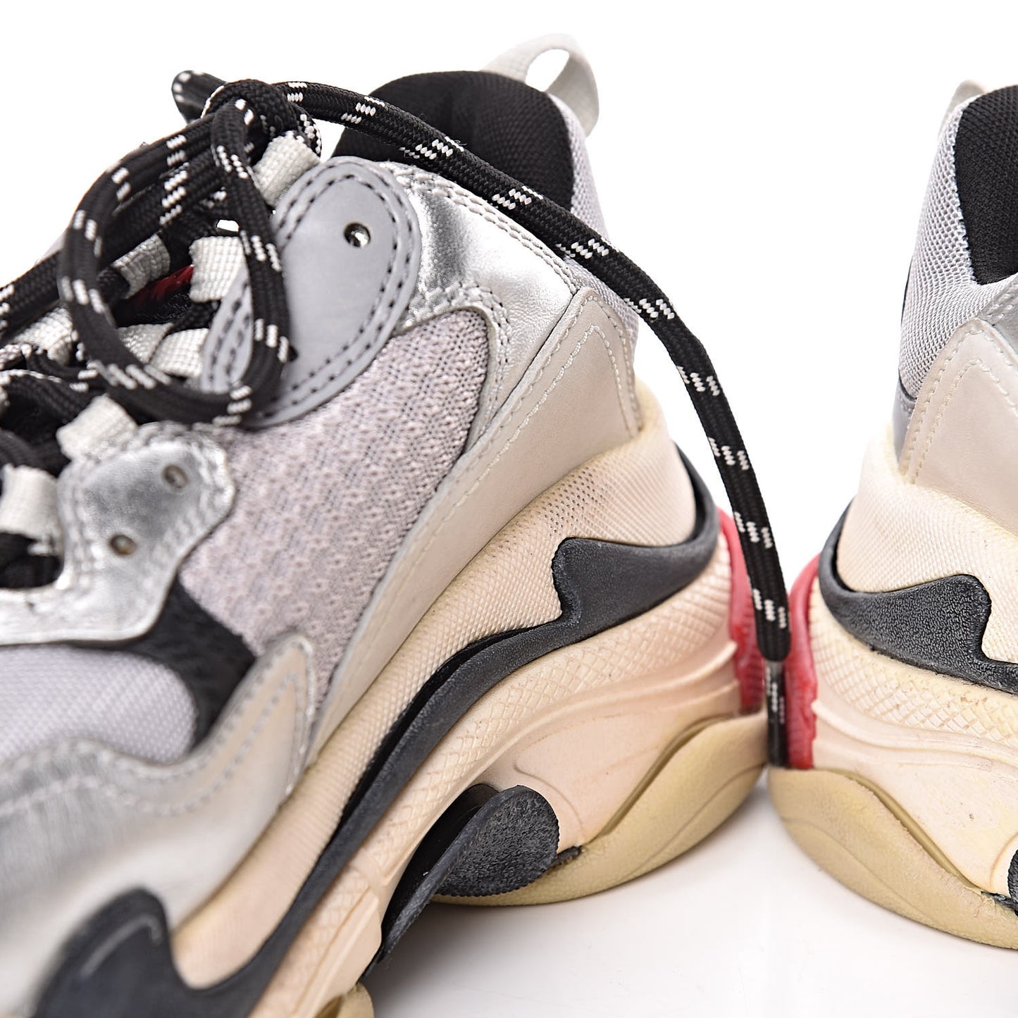 Mesh Nubuck Womens Triple S Sneakers 37 Black Argent