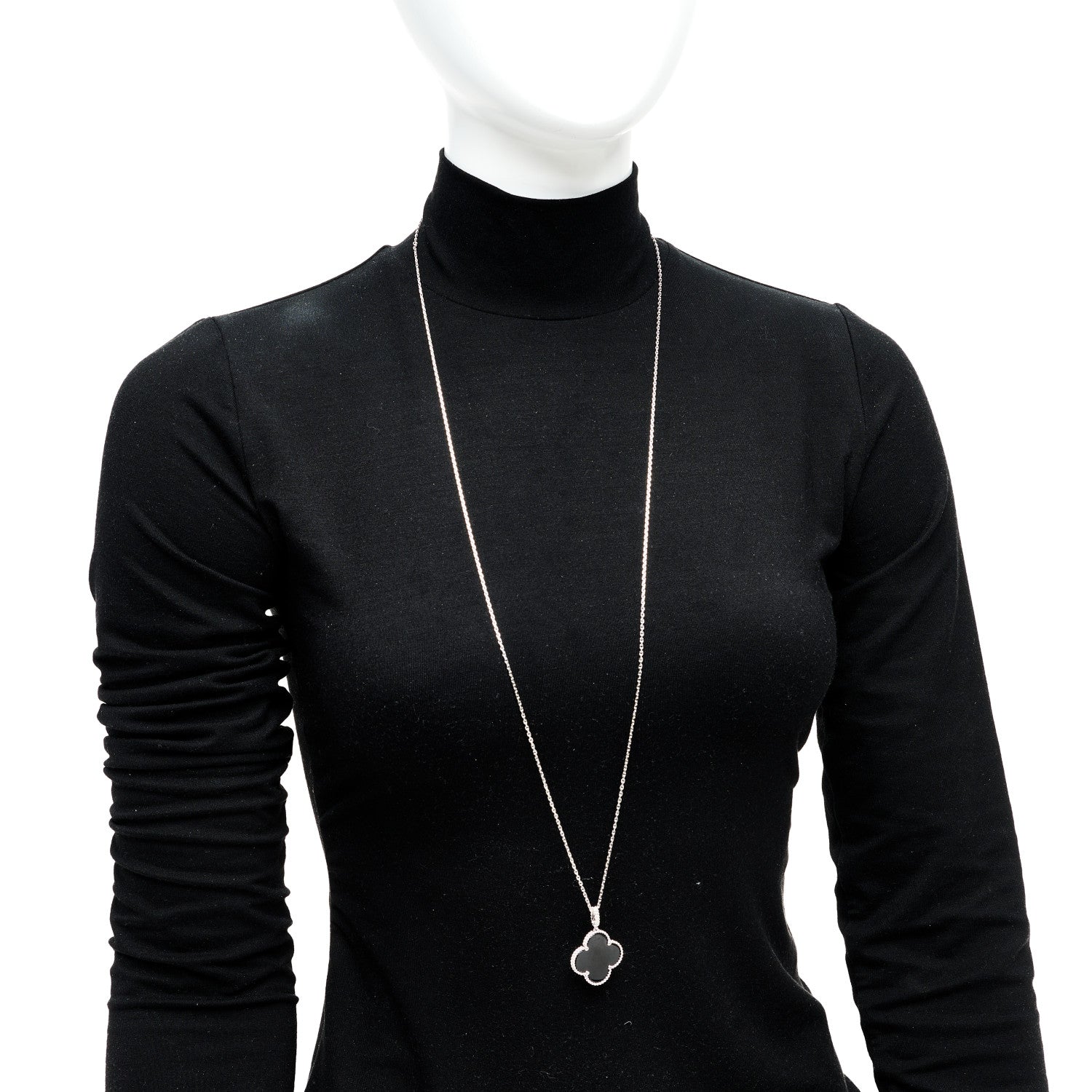 Van Cleef & Arpels 18K White Gold Black Onyx Magic Alhambra Pendant Necklace 2 of 5
