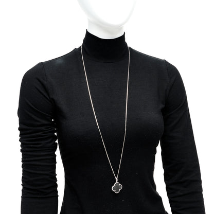 Van Cleef & Arpels 18K White Gold Black Onyx Magic Alhambra Pendant Necklace 2 of 5