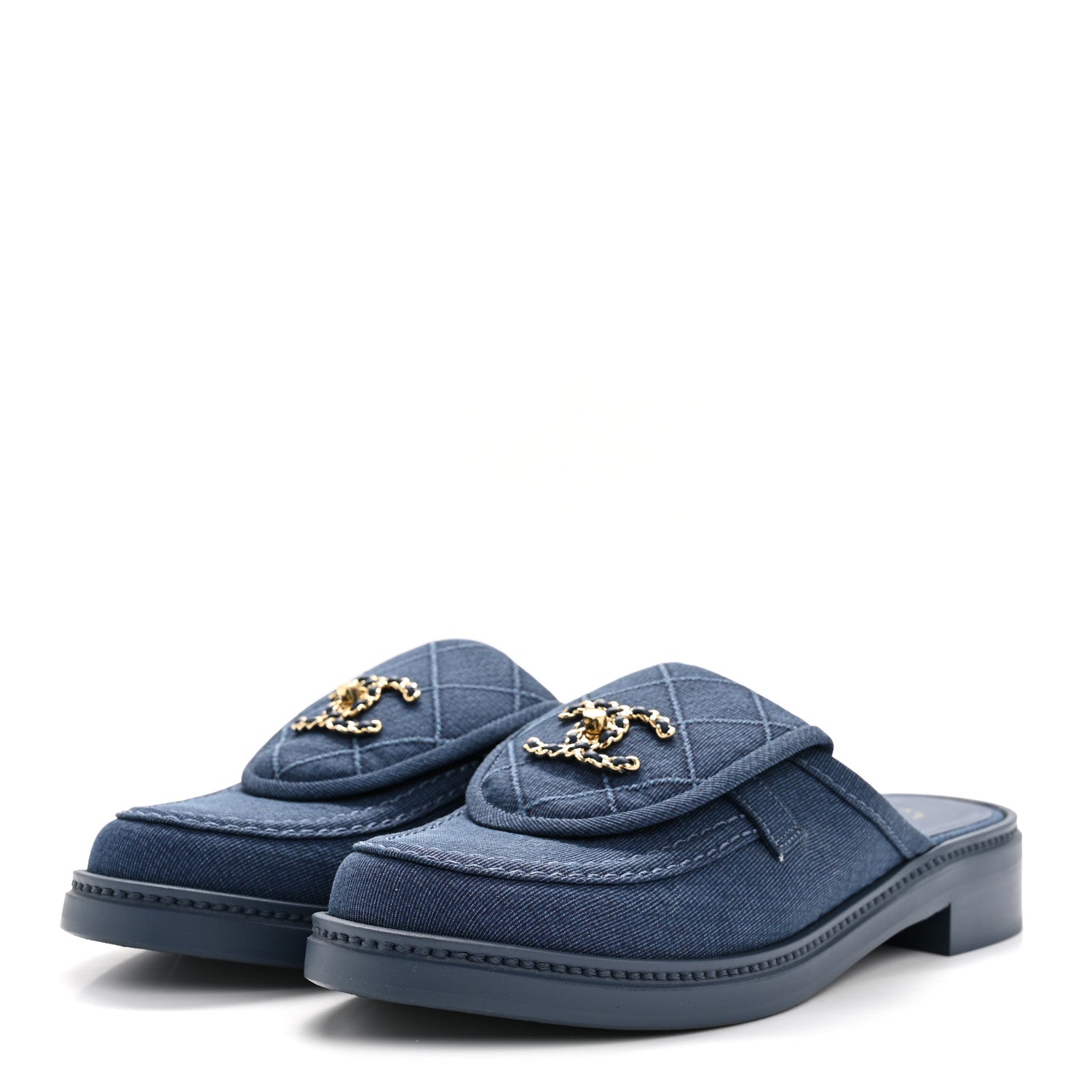 Chanel Fabric Quilted CC Turnlock Mules 39 Blue 1823418 – FASHIONPHILE