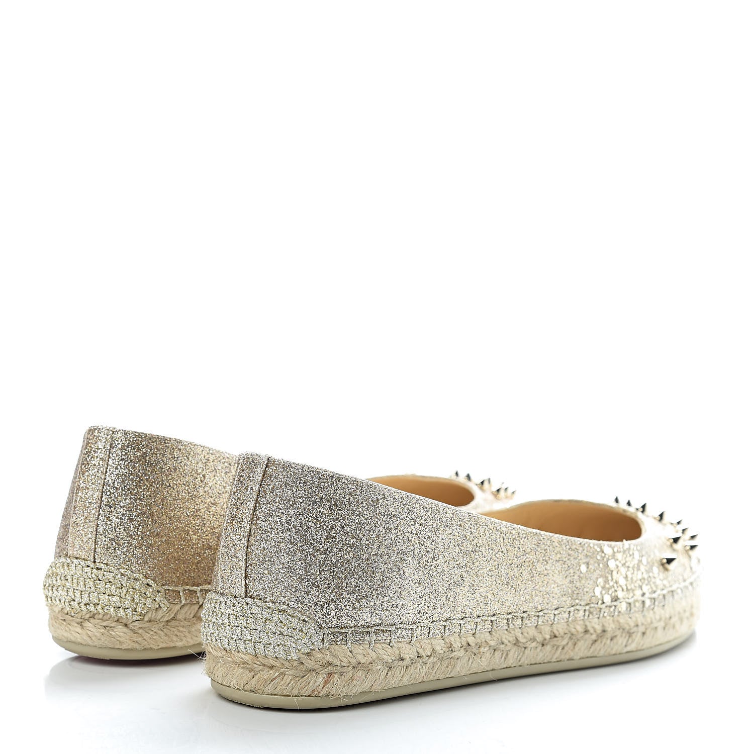 Christian Louboutin Glitter Aliochette Espadrilles 39 Platine Light Gold 4 of 9