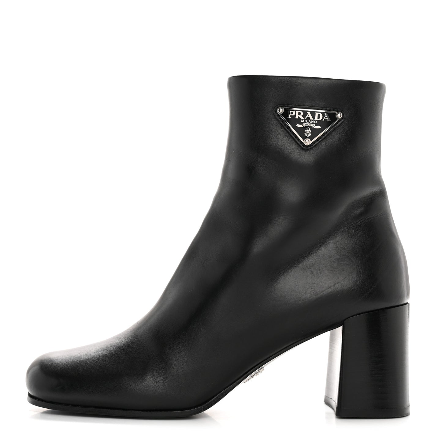 Vitello Metal Triangle Logo Zip 65mm Boots 40 Black