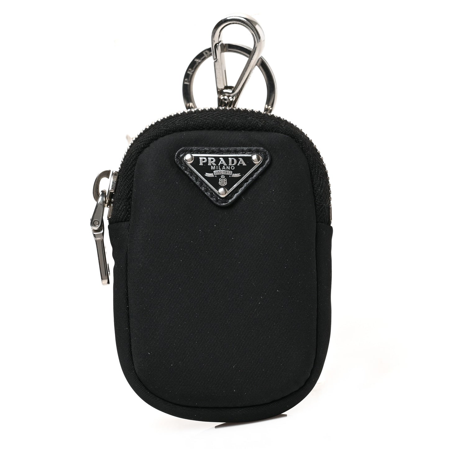 Re-Nylon Pocket Triangle Padded Mini Key Chain Pouch Black