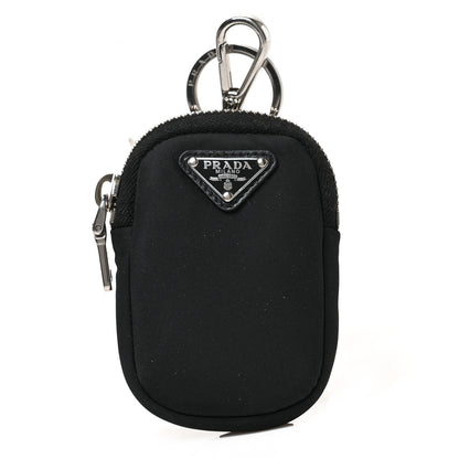 Prada Re-Nylon Pocket Triangle Padded Mini Key Chain Pouch Black 1 of 6