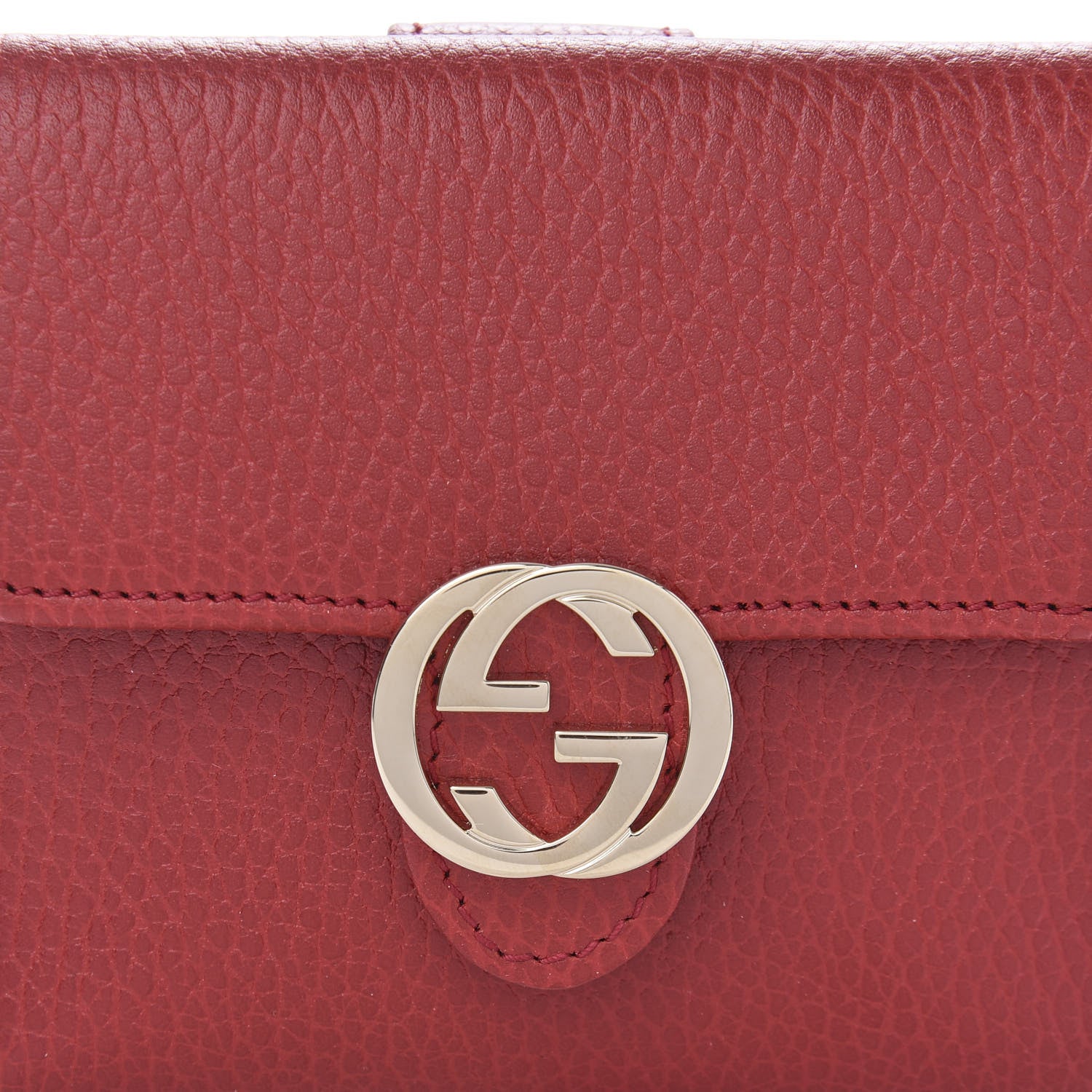 Gucci Dollar Calfskin Interlocking G French Wallet Rosso 9 of 10