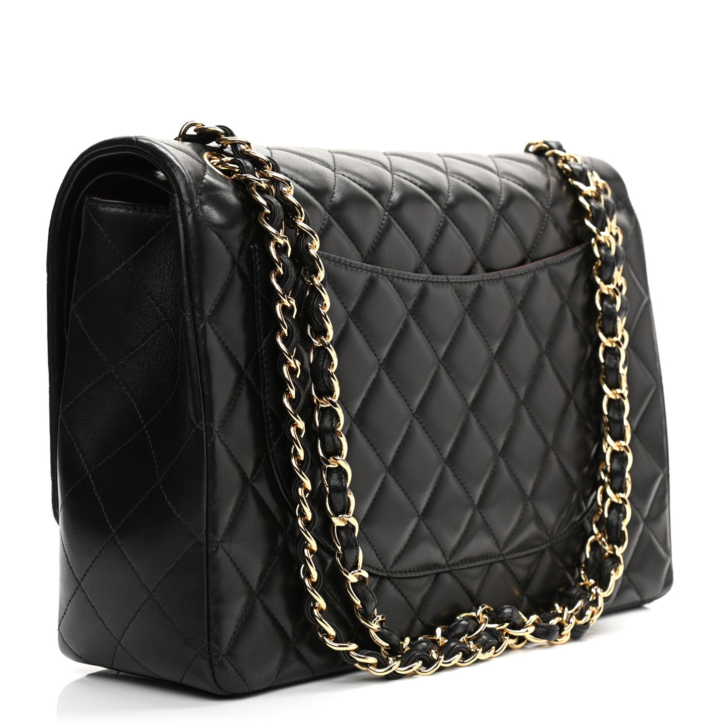 Lambskin Quilted Maxi Double Flap Black