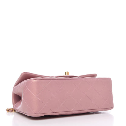 Chanel Iridescent Lambskin Quilted Mini Top Handle Rectangular Flap Pink 4 of 11