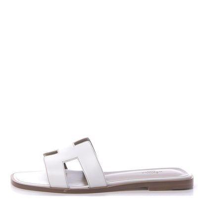 Hermes Box Calfskin Oran Sandals 39 White 1 of 9