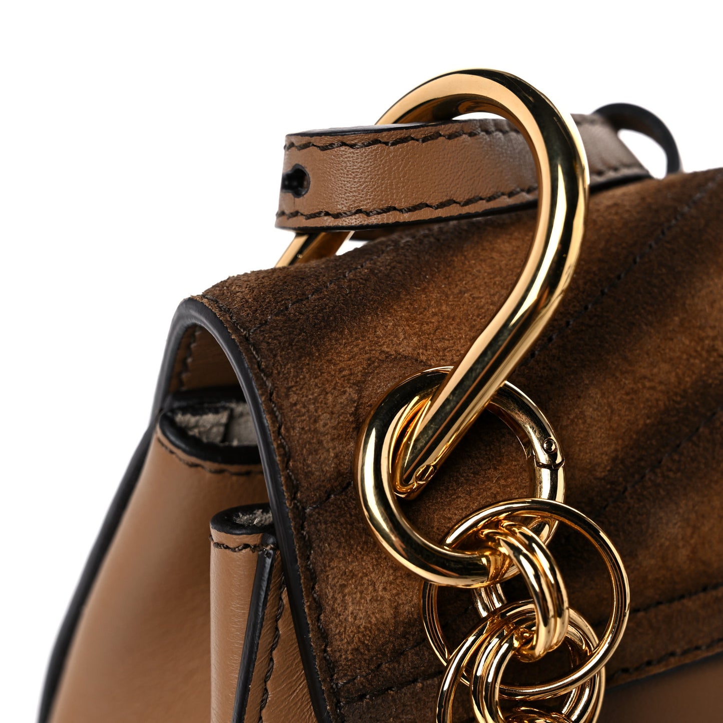 Suede Calfskin Quilted Drew Bijou Shoulder Bag Nut