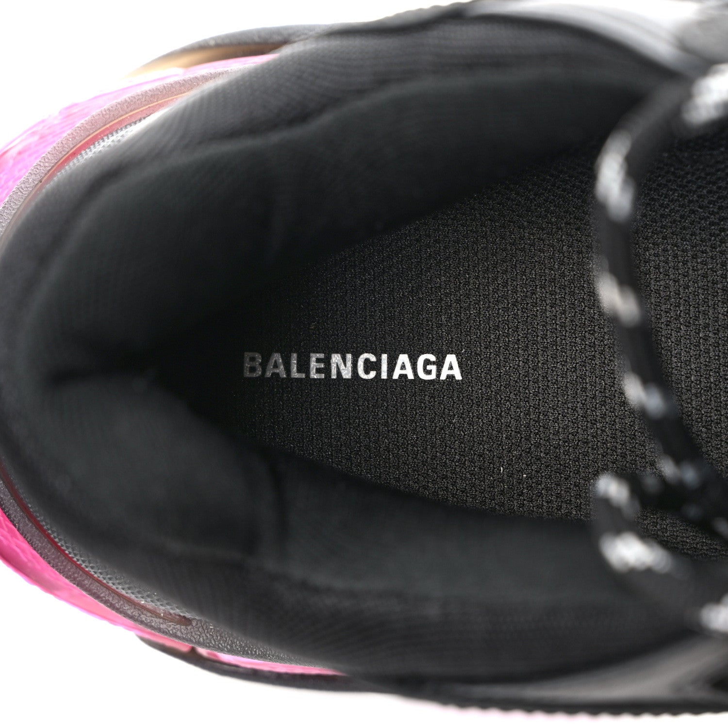 Balenciaga Fabric Mesh Clear Sole Mens Triple S Sneakers 44 Black Pink Neon 8 of 9