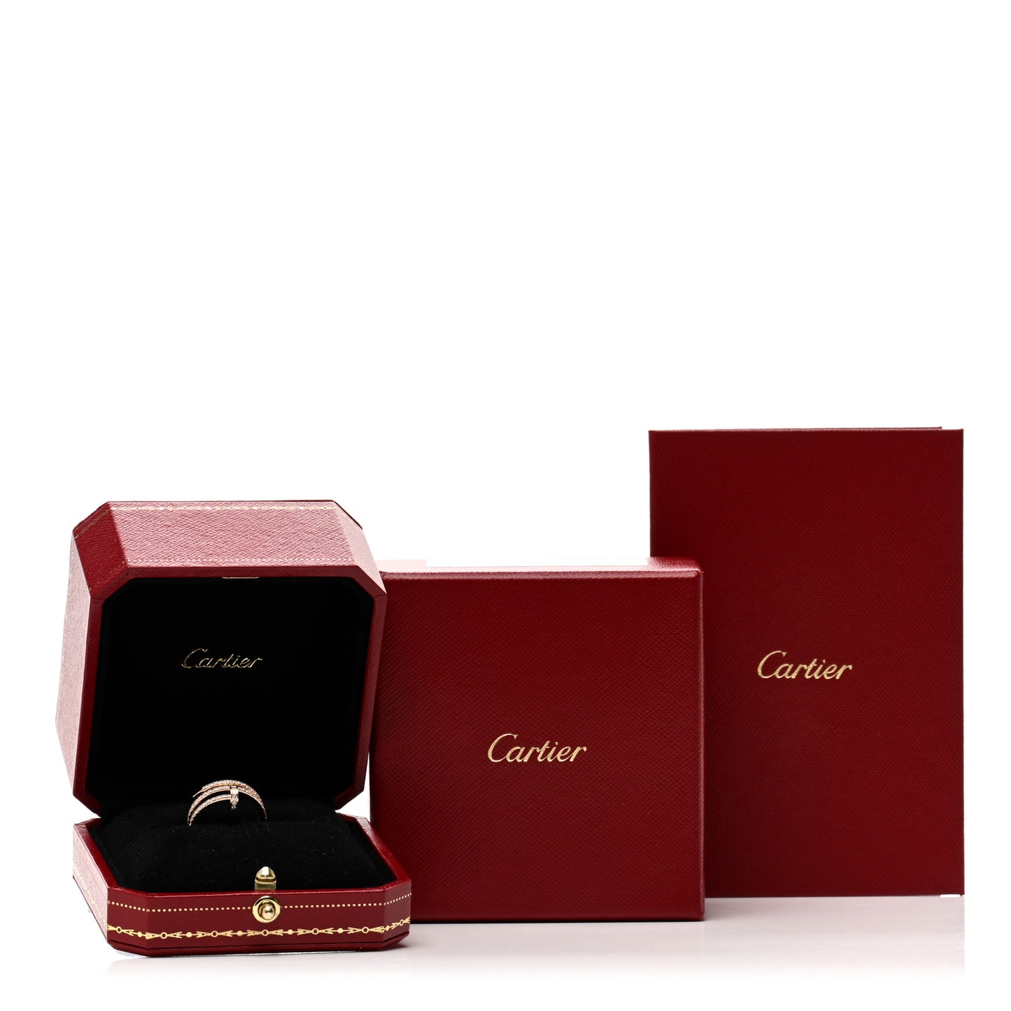 18K Pink Gold Diamond Double Juste Un Clou Paved Ring 49 5