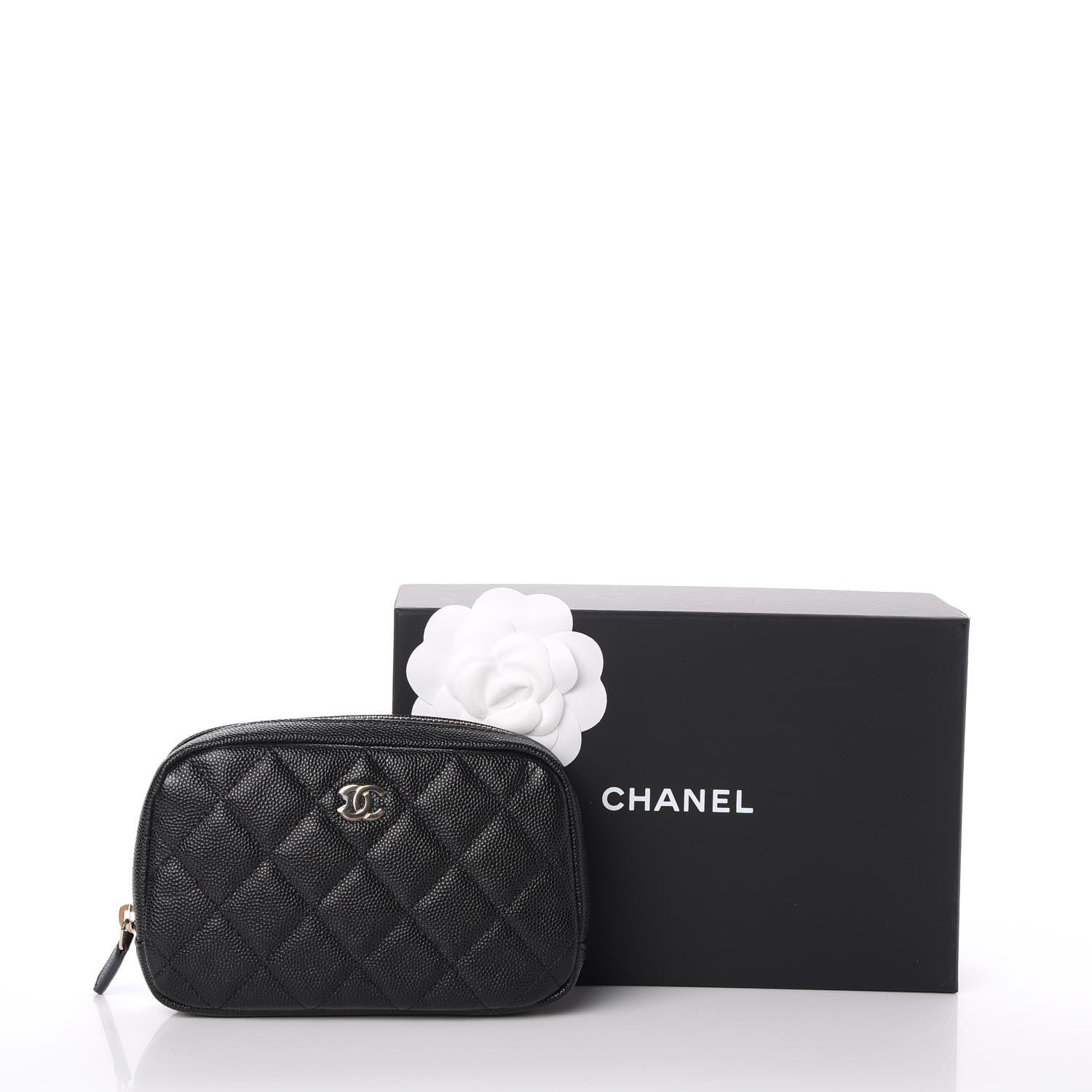 Chanel Caviar Quilted Small Curvy Pouch Cosmetic Case Black 8 of 8