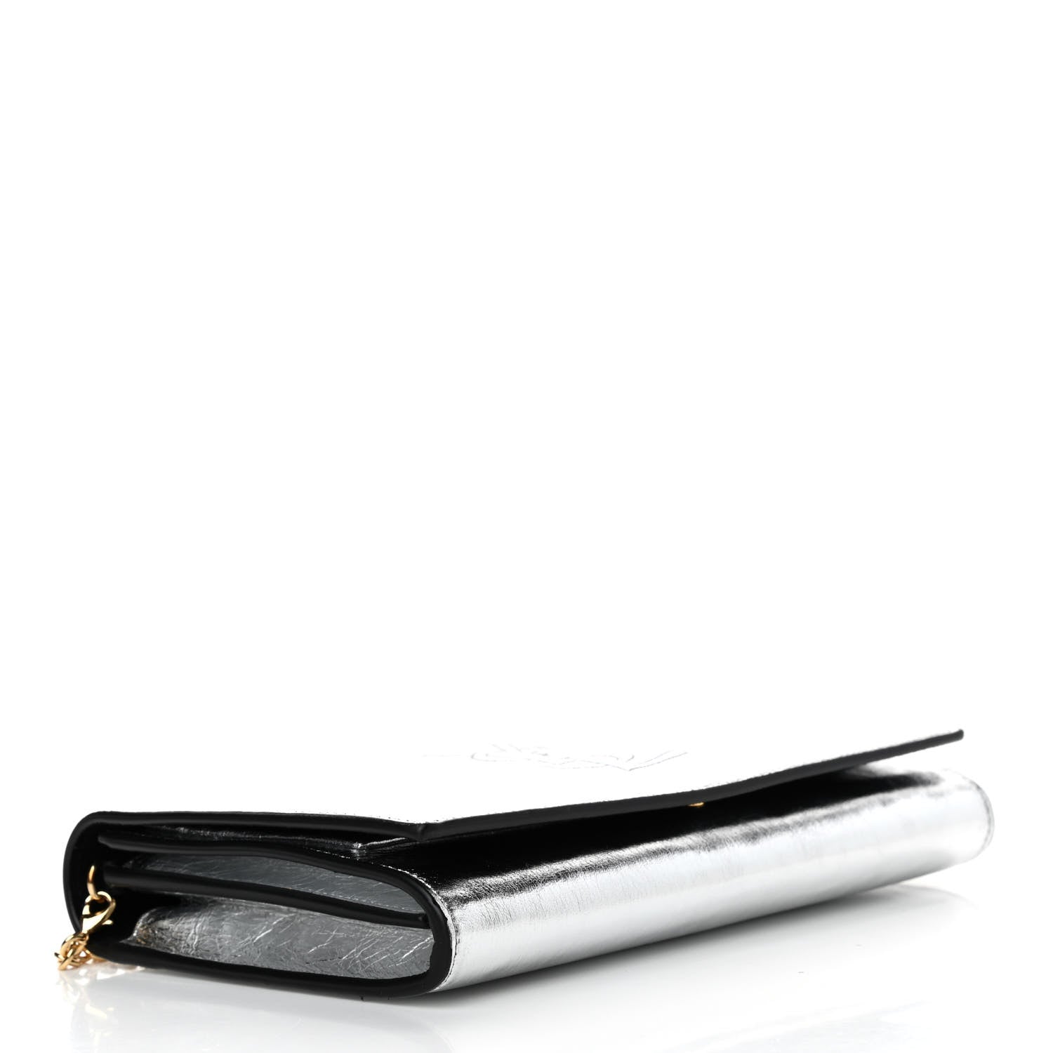 Saint Laurent Metallic Crinkled Calfskin Belle de Jour Chain Clutch Silver 3 of 4