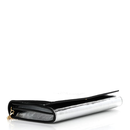 Saint Laurent Metallic Crinkled Calfskin Belle de Jour Chain Clutch Silver 3 of 4