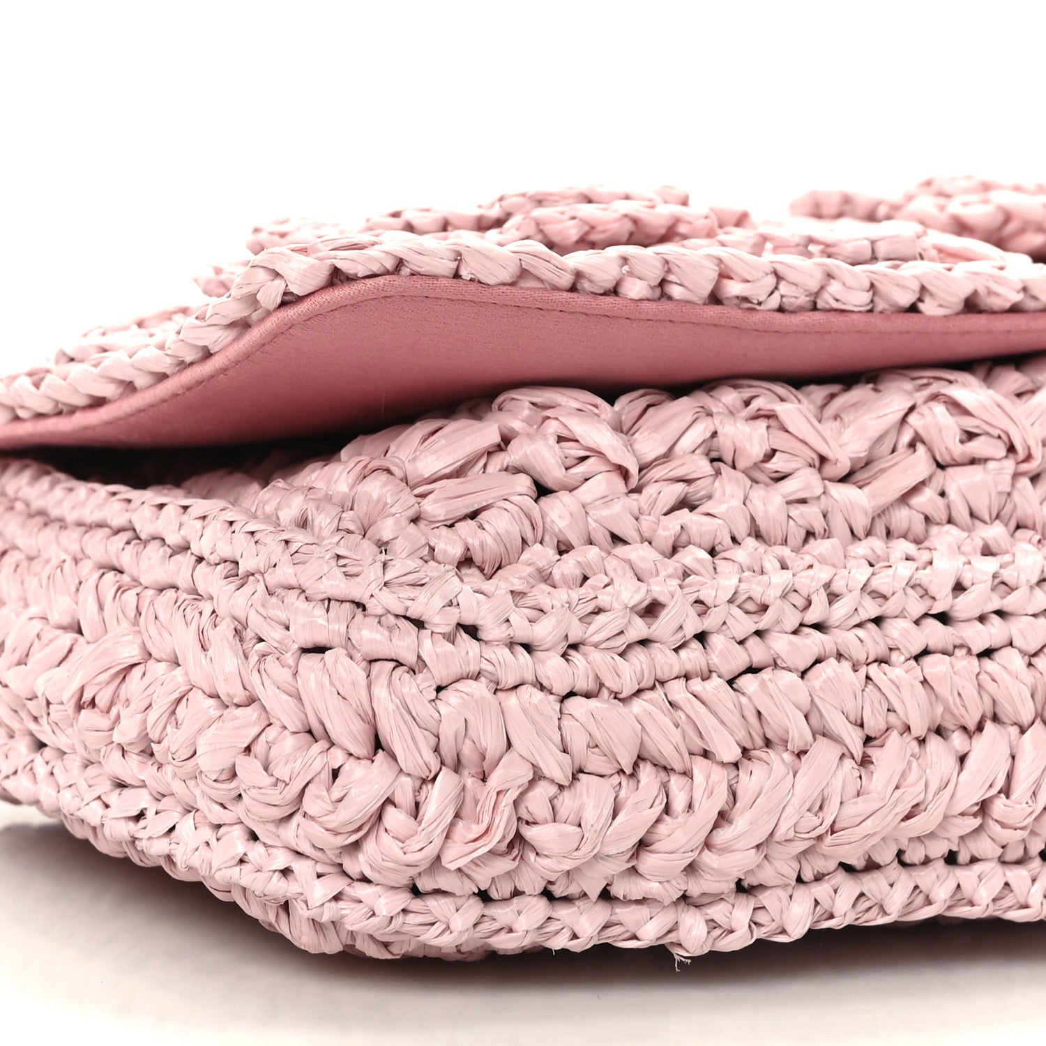 Miu Miu Raffia Crystal Flap Clutch Pink 7 of 8