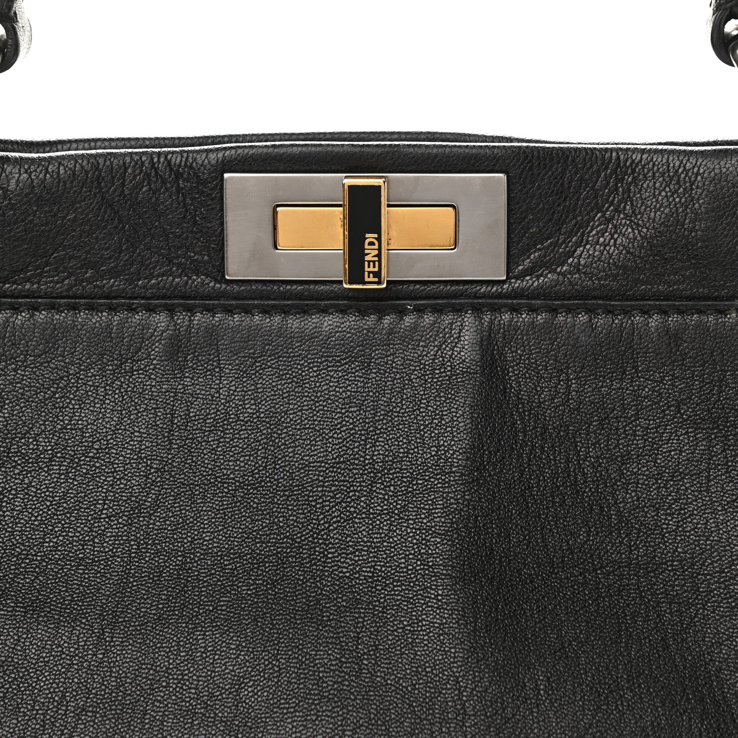 Fendi Goatskin Zucca Large Peekaboo Iconic Satchel Black Tobacco 9 of 14