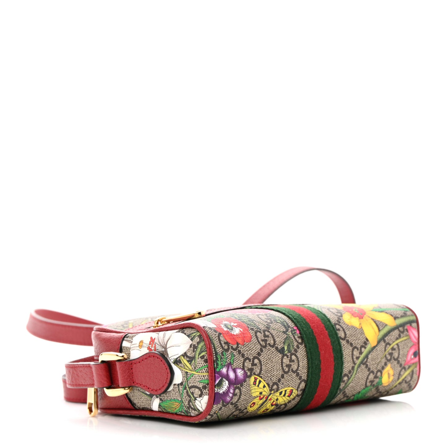 GG Supreme Monogram Flora Web Mini Ophidia Shoulder Bag Red