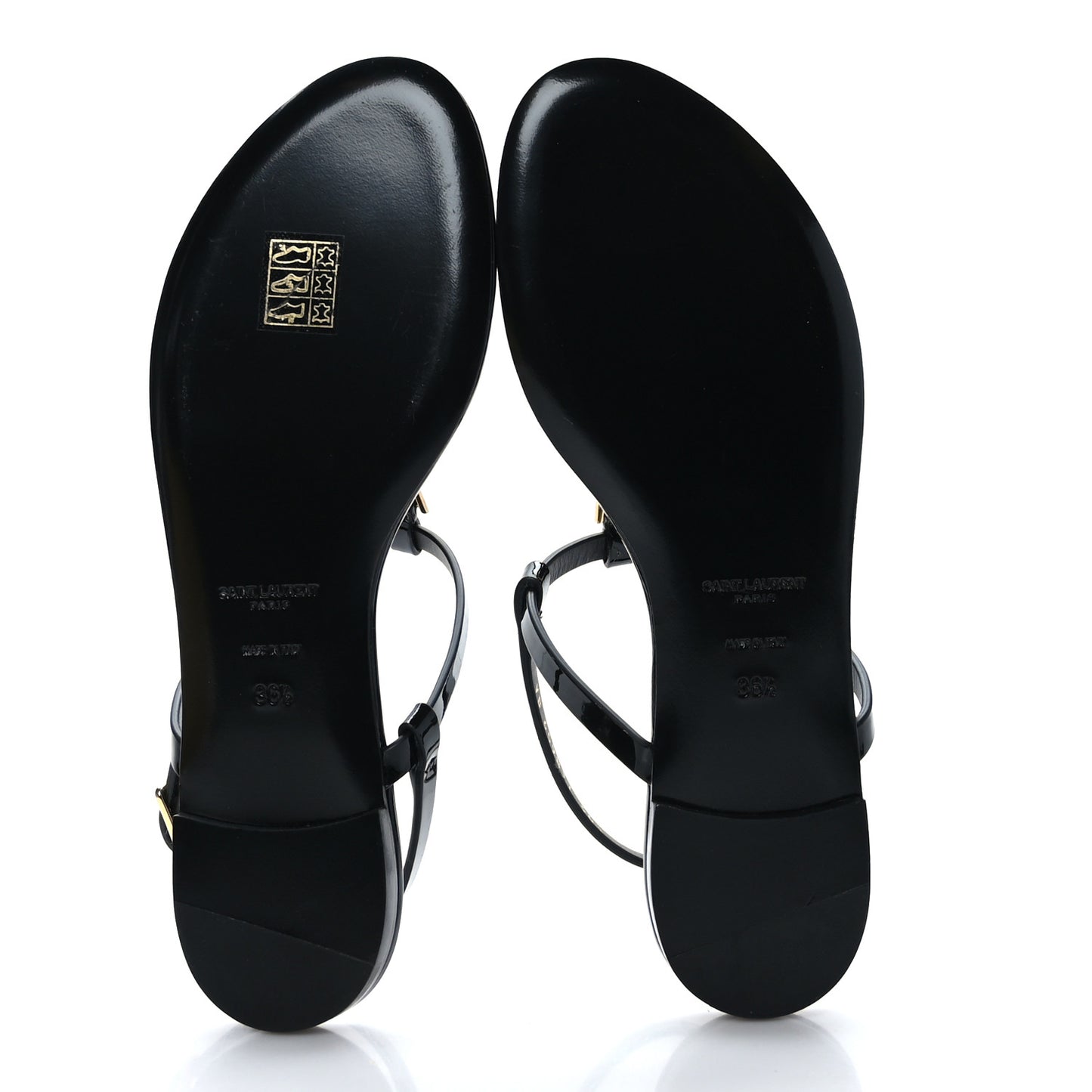Patent Calfskin Cassandra Monogram Sandals 36.5 Black